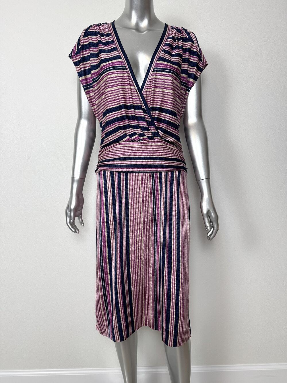 Tory Burch Dress Womens Large 100% Silk 80s 90s Summer Retro Stipe